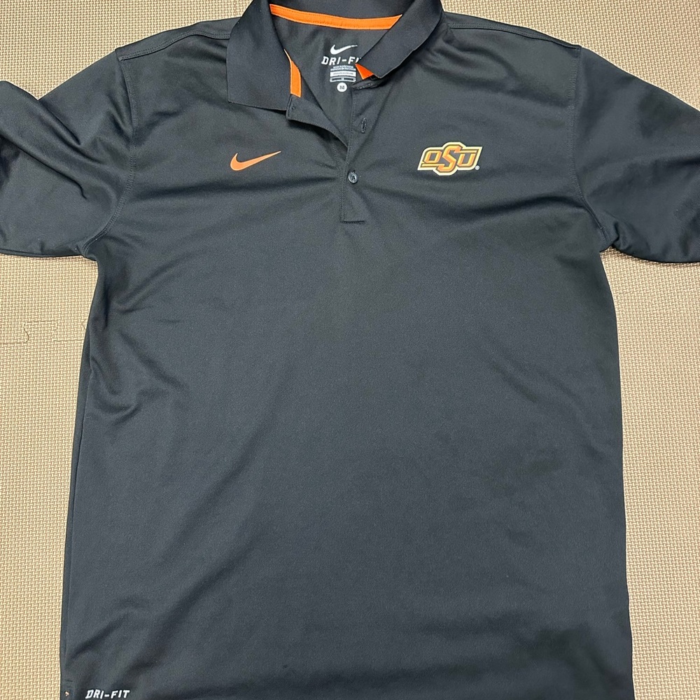 Nike Black and Orange Men's Polo Shirt